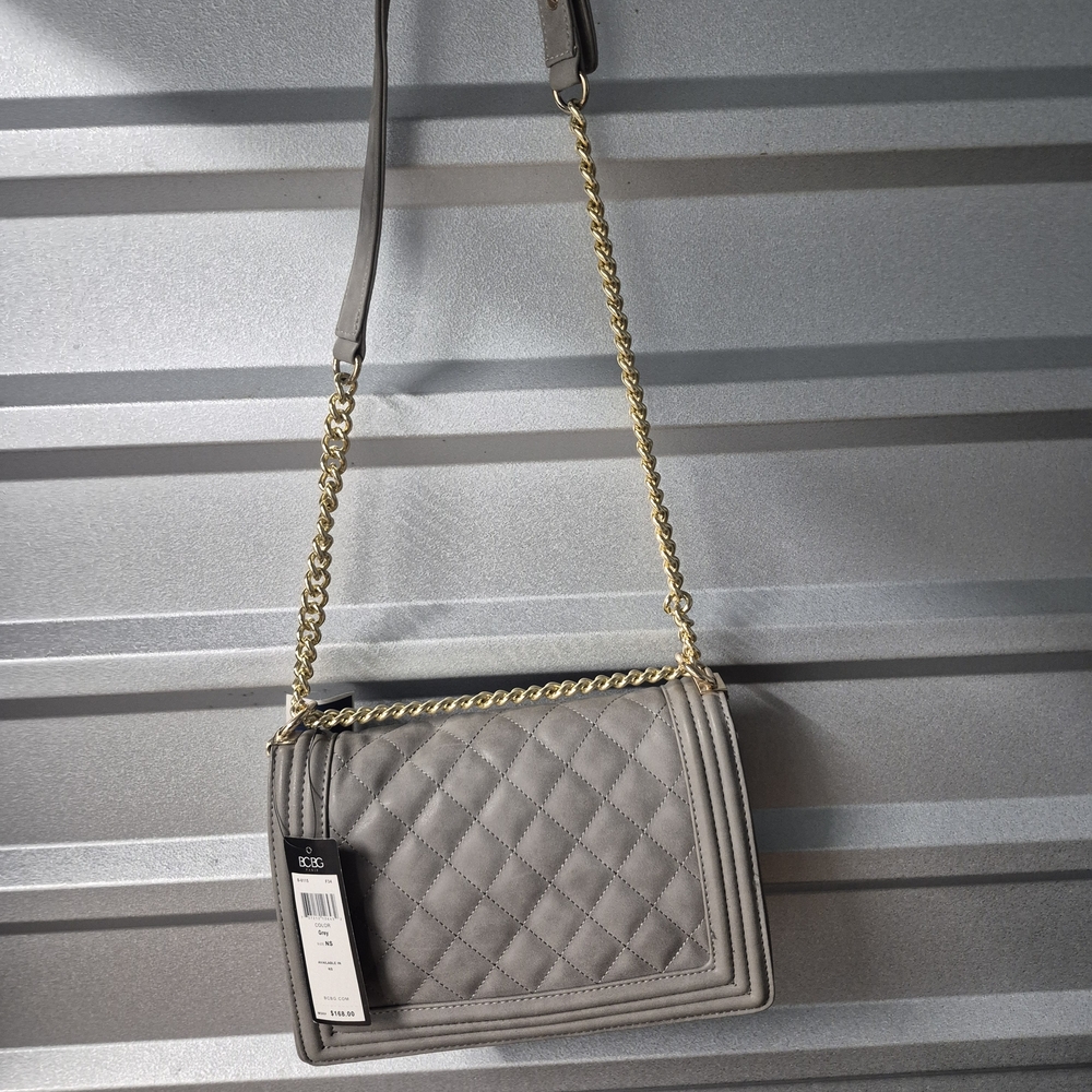 BCBG Paris Quilted Crossbody Bag with Gold Chain